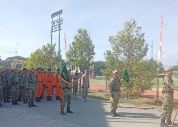 Komcad Korem 133 NWB Ikuti Upacara HUT TNI Ke-79