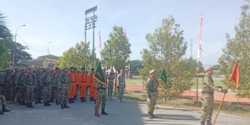 Komcad Korem 133 NWB Ikuti Upacara HUT TNI Ke-79