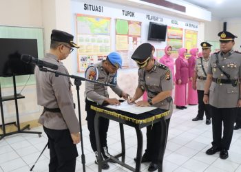 Kapolres Gorontalo Pimpin Sertijab Kabag Ops dan Kapolsek Batudaa Pantai
