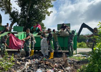 Jajaran Kodim 1315 Gelar Bersih – bersih Penumpukan Sampah di Wilayah Kabgor