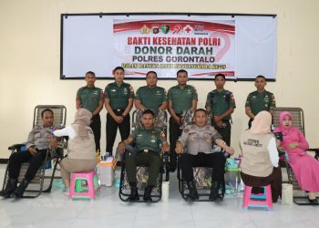 Polres Gorontalo Gelar Donor Darah Sambut Hari Bhayangkara Ke-79