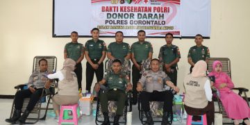 Polres Gorontalo Gelar Donor Darah Sambut Hari Bhayangkara Ke-79