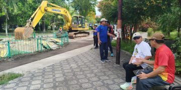 Kembalikan Fungsi Jalan di Kawasan Menara Pakaya Tower Pemkab Gorontalo Bongkar Fasilitas Air Mancur