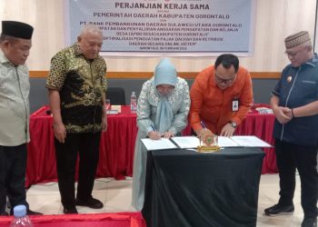 Optimalkan Penerimaan Pajak dan Retribusi Daerah, Pemkab Gorontalo Teken MOU Dengan Bank SulutGo