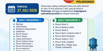 Ada Perbaikan Pipa Bocor, Perumda Tirta Limutu Imbau Pelanggan Tampung Air Sebelum 27 Juli